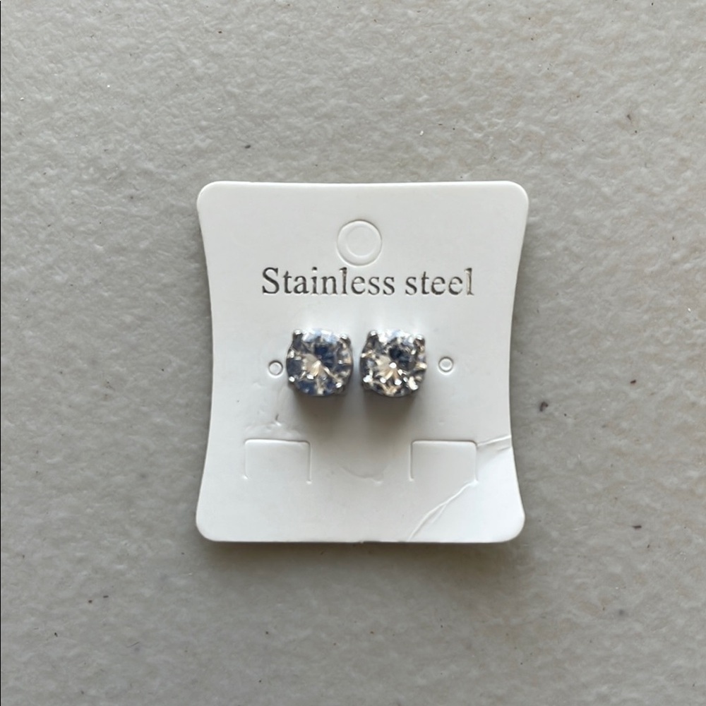 Stainless Steel magnetic Silver Stud Earrings